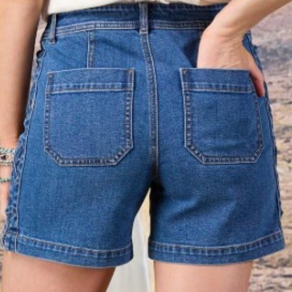 Cato Lace Up Denim Shorts - 14 - Picture 4 of 9